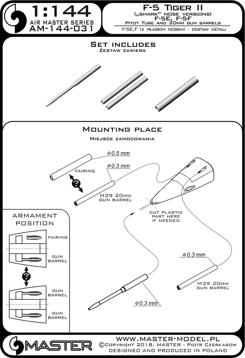 1/144 F-5E/F 虎II战斗机空速管与金属炮管 - 点击图像关闭