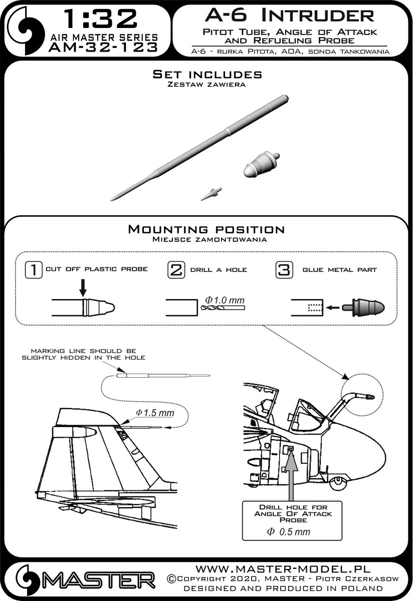 1/32 A-6 入侵者攻击机空速管与探针与加油探头