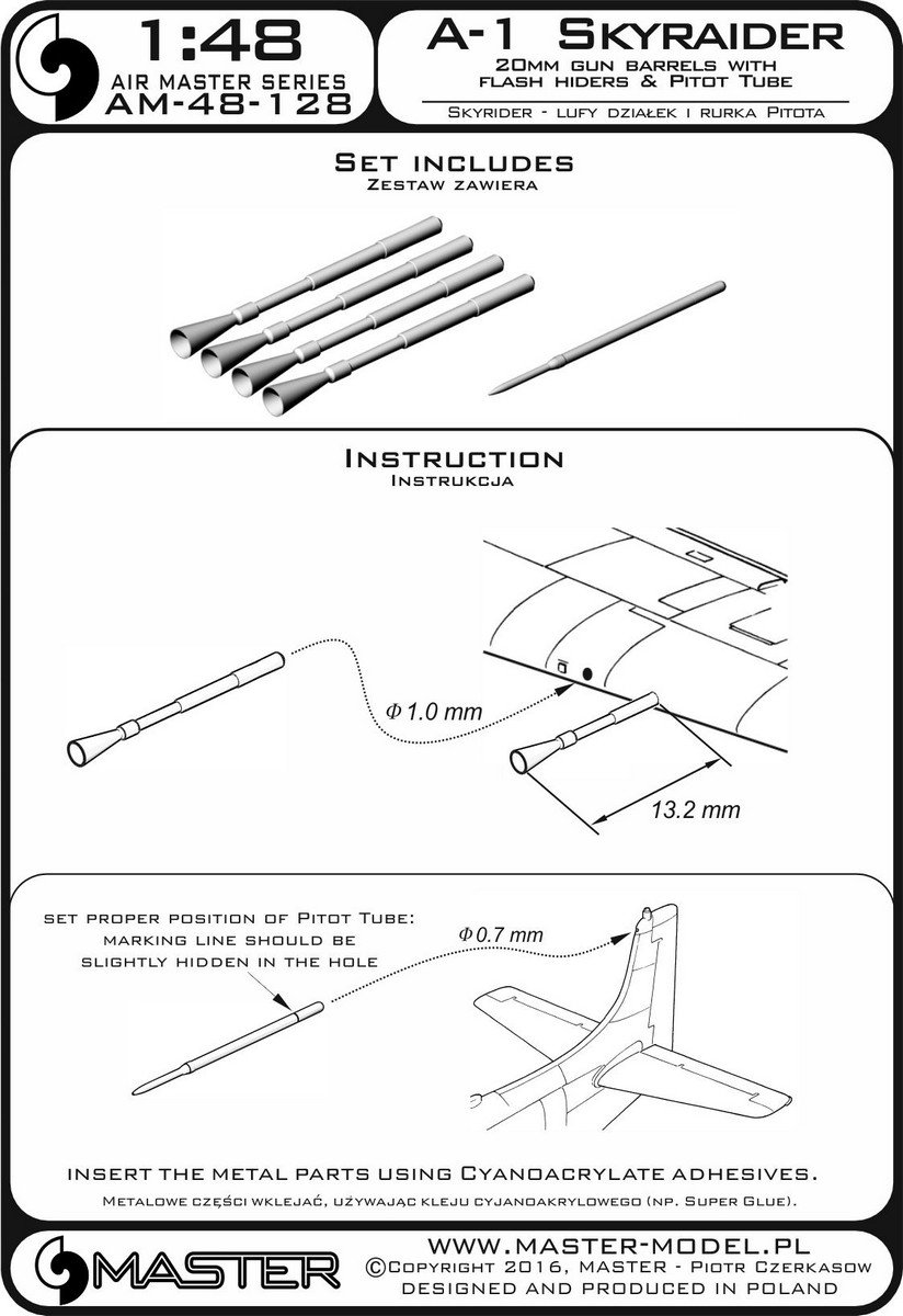 1/48 A-1 天袭者攻击机金属炮管与空速管