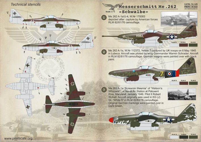 1/72 Me262 梅塞施米特喷气式战斗机