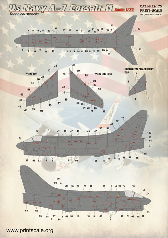 1/72 A-7 海盗II舰载攻击机机体标记 - 点击图像关闭