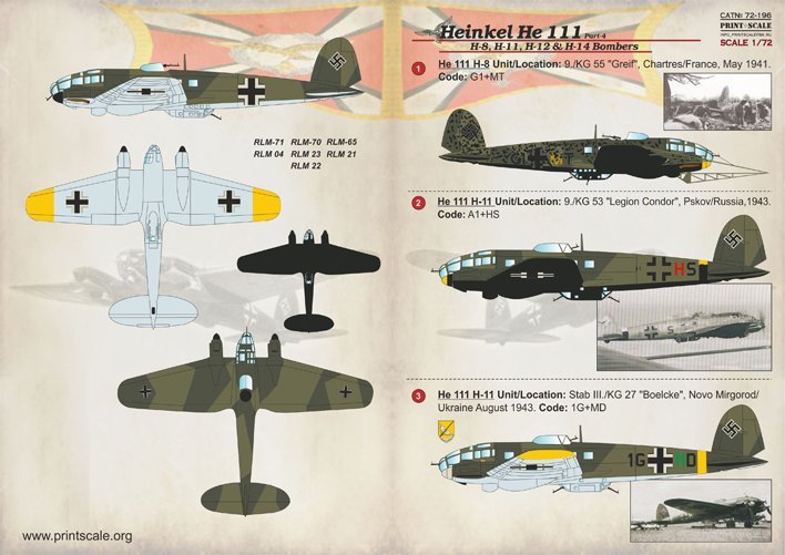 1/72 He111H-8, H-11, H-12, H-14 亨克尔中型轰炸机(4) - 点击图像关闭