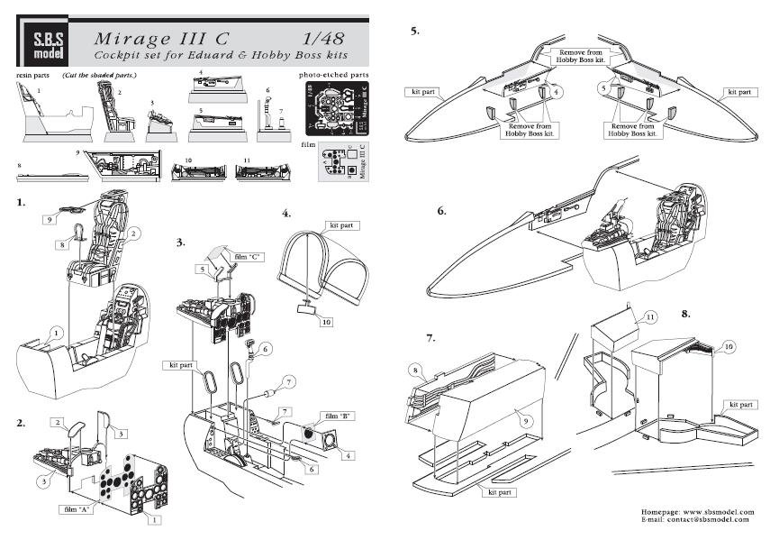 1/48 幻影IIIC战斗机细节改造件(配牛魔王/Hobby Boss)