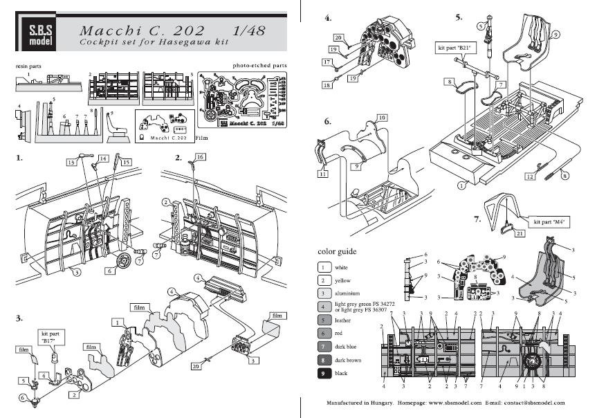 1/48 MC.202 马基闪电战斗机座舱改造件(配长谷川)