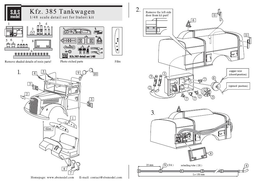 1/48 二战德国 Kfz.385 欧宝闪电油罐卡车细节改造件(配伊达雷利)