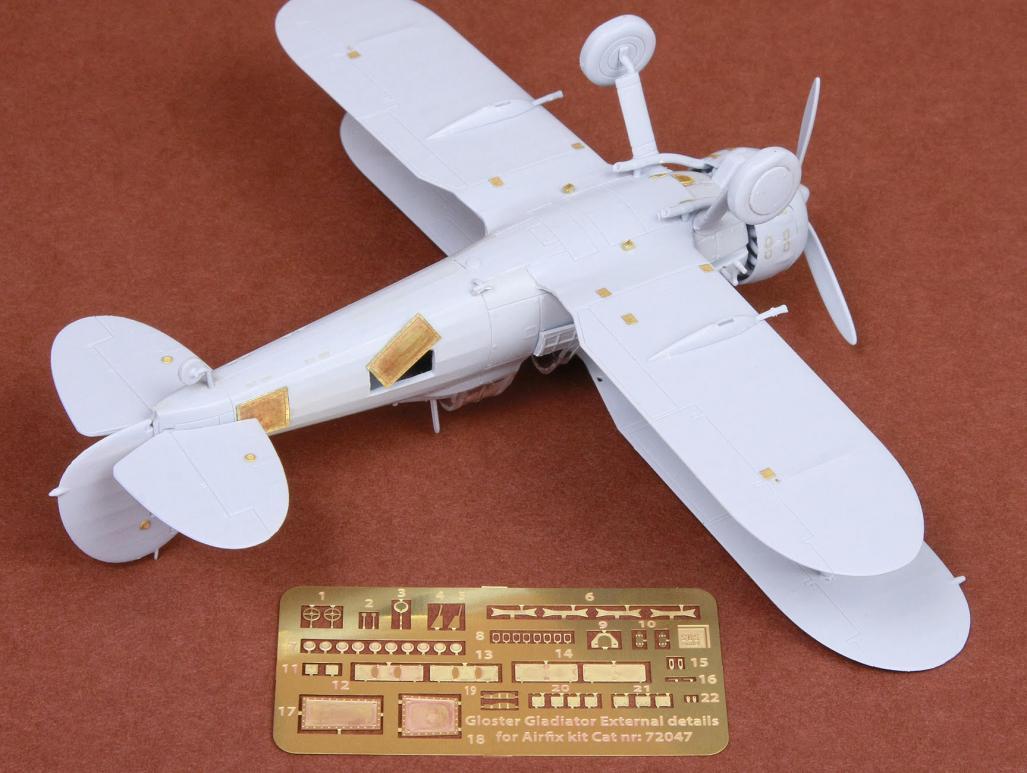 1/72 角斗士双翼战斗机外部细节改造蚀刻片(配Airfix)