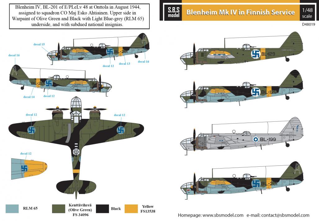1/48 布里斯托尔布伦海姆轰炸机Mk.IV型"芬兰服役战术标记"