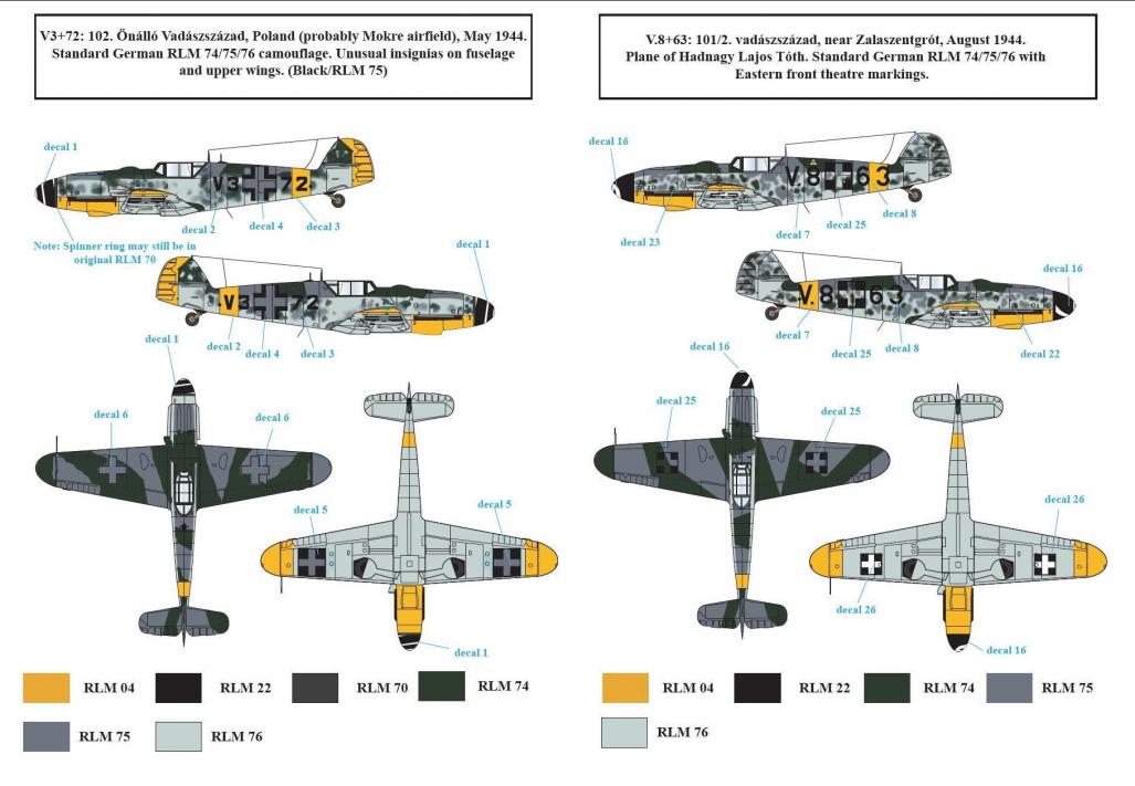 1/48 Bf109G-6 梅塞施米特战斗机"匈牙利服役战术标记"(1) - 点击图像关闭