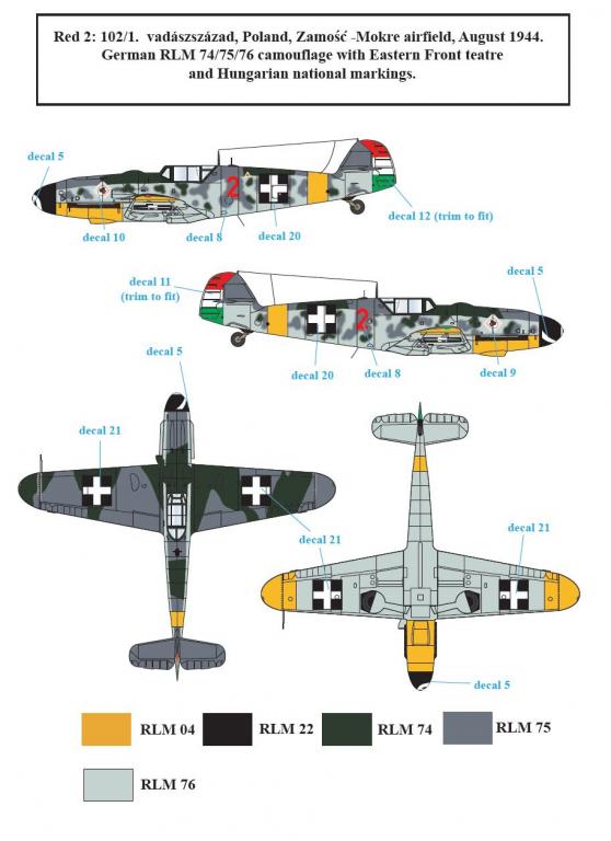 1/48 Bf109G-6 梅塞施米特战斗机"匈牙利服役战术标记"(2) - 点击图像关闭