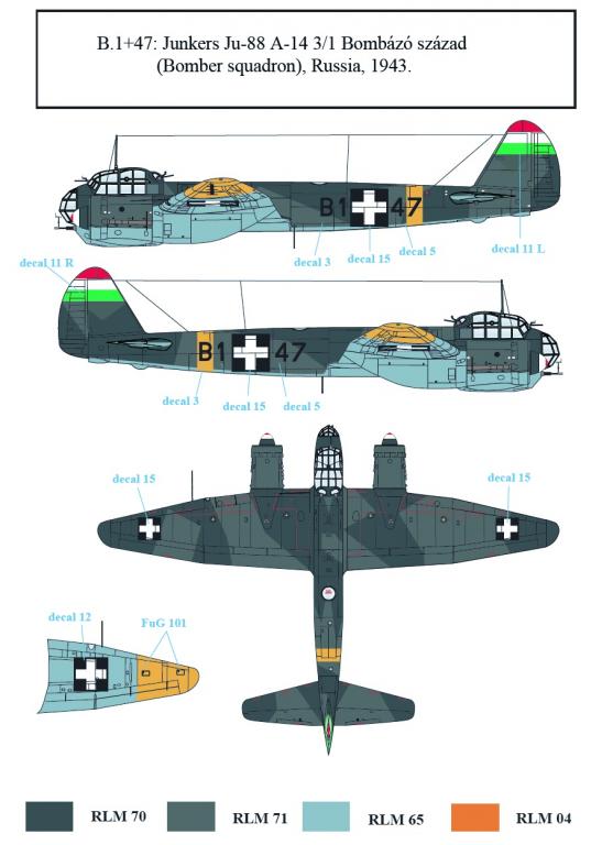 1/48 Ju88 容克中型轰炸机"匈牙利服役战术标记"