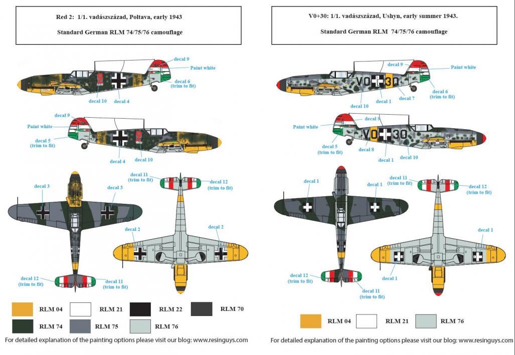 1/48 Bf109F 梅塞施米特战斗机"匈牙利服役战术标记"(2)