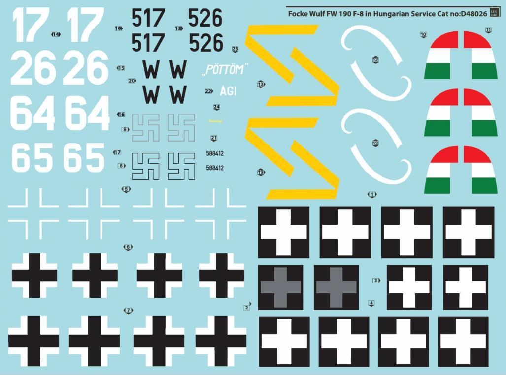 1/48 Fw190F-8 福克武尔夫战斗机"匈牙利服役战术标记"