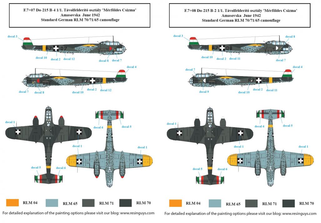 1/48 Do215B 道尼尔轻型轰炸/侦察机"匈牙利服役战术标记"