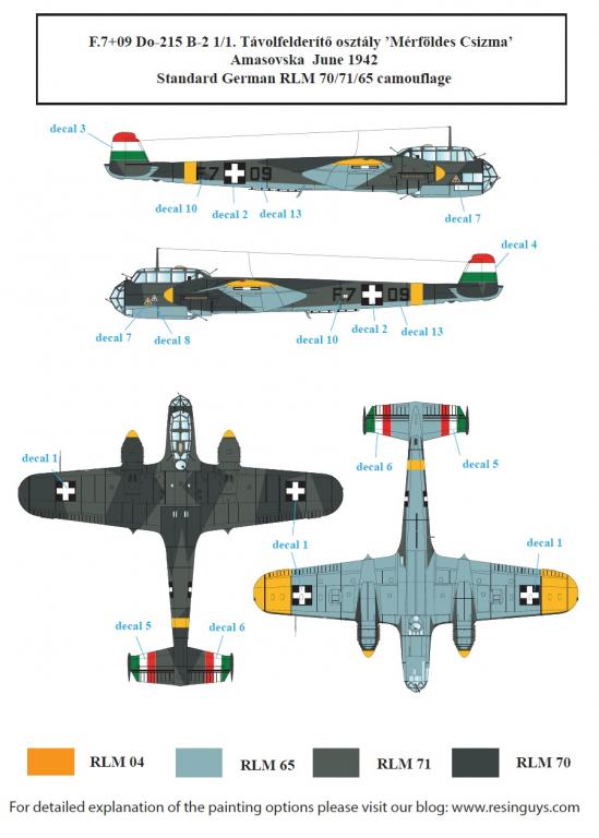 1/48 Do215B 道尼尔轻型轰炸/侦察机"匈牙利服役战术标记"