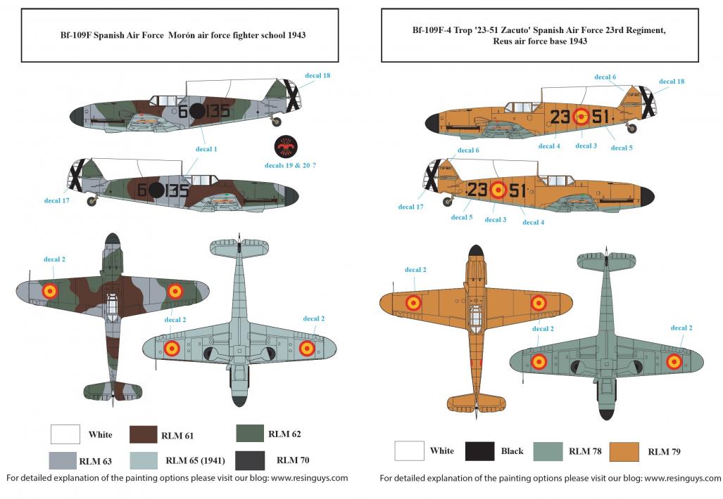 1/48 Bf109F 梅塞施米特战斗机"西班牙服役战术标记" - 点击图像关闭