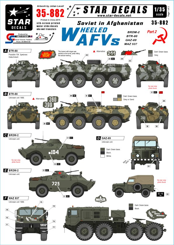 1/35 现代苏联-阿富汗战争(2)"BTR-80, BRDM-2, GAZ-69, MAZ-537"