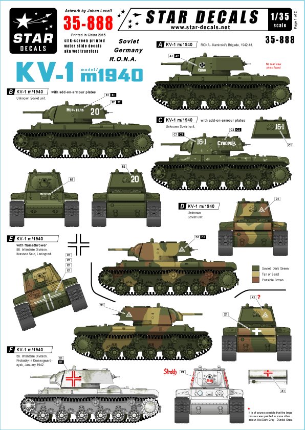 1/35 二战苏联 KV-1 重型坦克"苏联, 德国, 俄罗斯解放军"