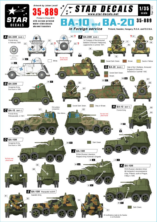 1/35 二战苏联 BA-10, BA-20 装甲车"外国服役"