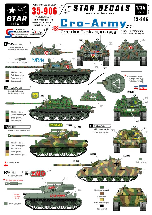 1/35 现代克罗地亚陆军1991-95年#1"T-55A, M47, M36B2" - 点击图像关闭