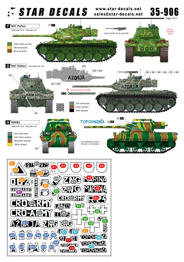 1/35 现代克罗地亚陆军1991-95年#1"T-55A, M47, M36B2" - 点击图像关闭
