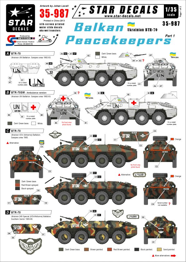 1/35 现代乌克兰 BTR-70 轮式装甲车"巴尔干维和"