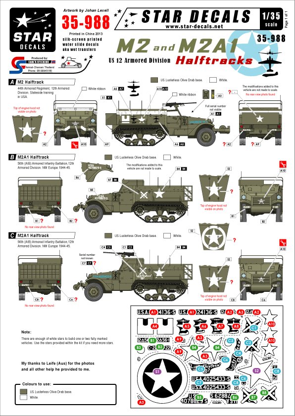 1/35 二战美国 M2/M2A1 半履带装甲车"第12装甲师"