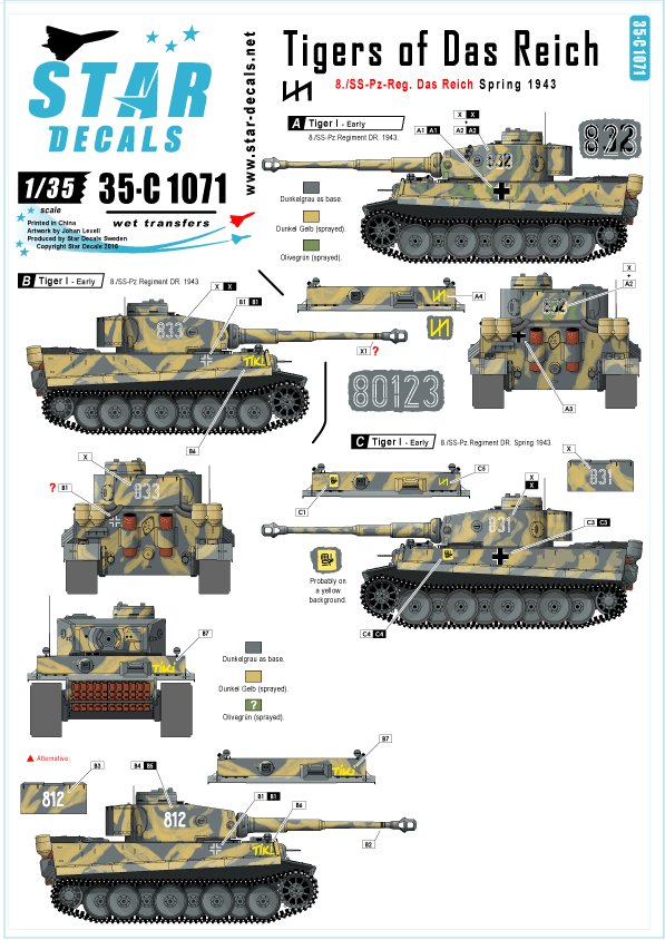 1/35 二战德国虎I重型坦克"帝国师第8党卫军装甲团, 1943-44年春季"