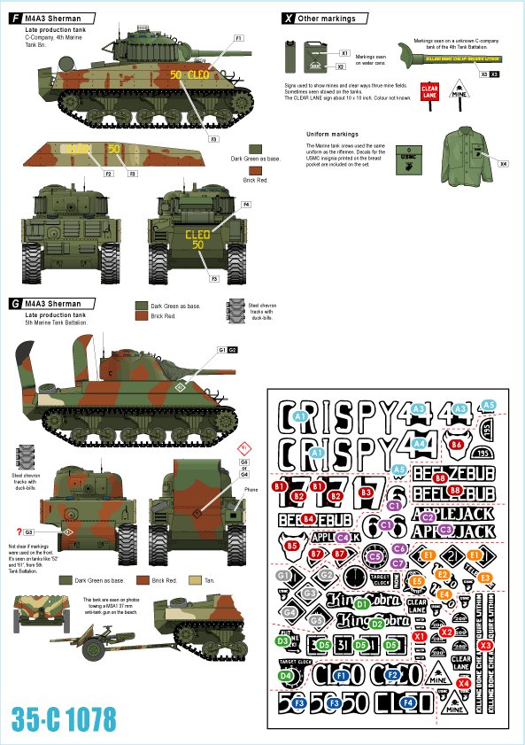 1/35 二战美国 M4A3 谢尔曼中型坦克"硫磺岛战役"