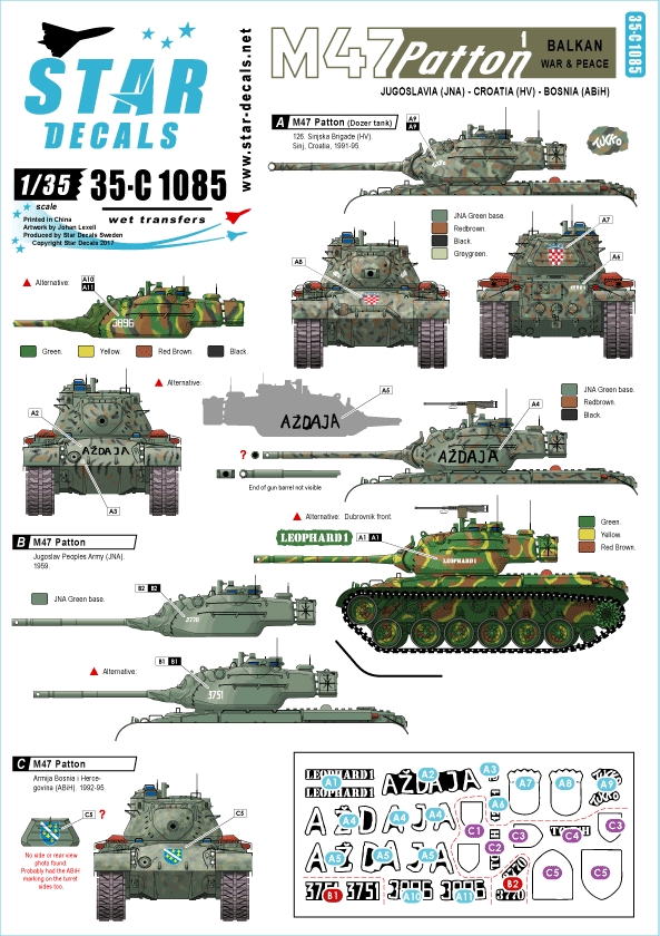 1/35 现代南斯拉夫/克罗地亚/波黑(ABiH) M47 巴顿主战坦克"巴尔干战争"