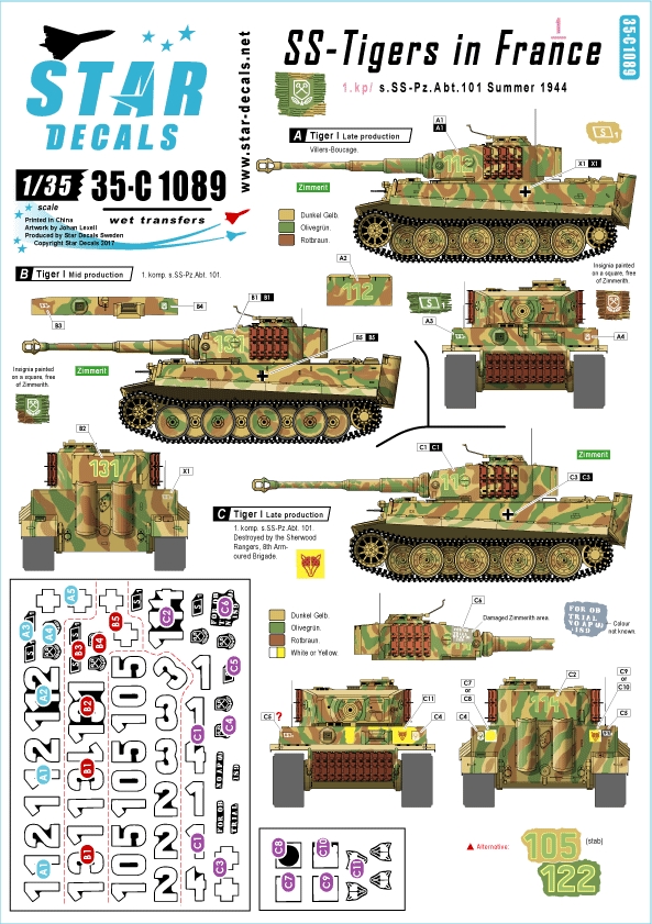 1/35 二战德国虎I重型坦克"第101重装甲营, 第1连, 法国战线" - 点击图像关闭