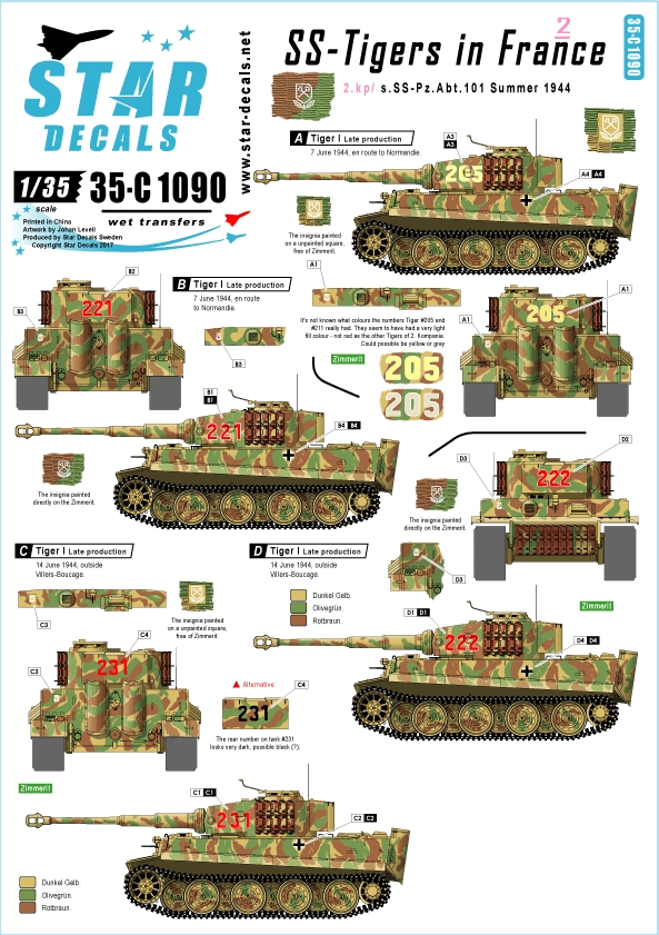 1/35 二战德国虎I重型坦克"第101重装甲营, 第2连, 法国战线" - 点击图像关闭