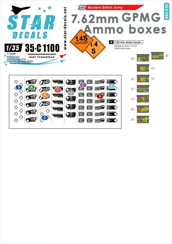 1/35 现代英国陆军7.62毫米弹药箱标记