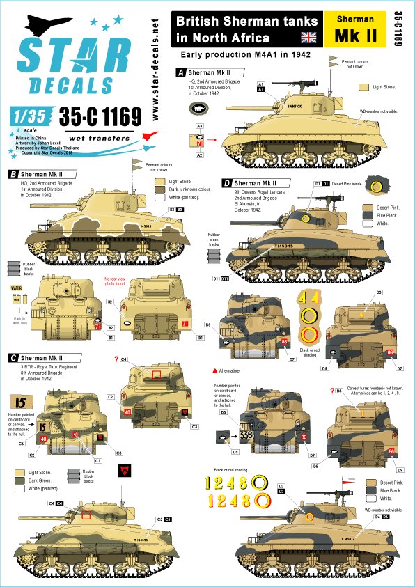 1/35 二战英国谢尔曼中型坦克Mk.II型"北非战线1942年"