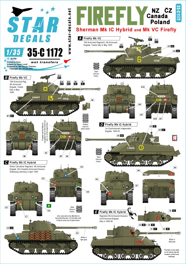 1/35 二战盟军谢尔曼萤火虫中型坦克"加拿大/波兰/新西兰/捷克斯洛伐克"