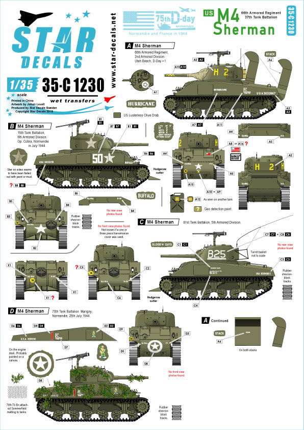 1/35 二战美国 M4 谢尔曼中型坦克"诺曼底战线1944年"