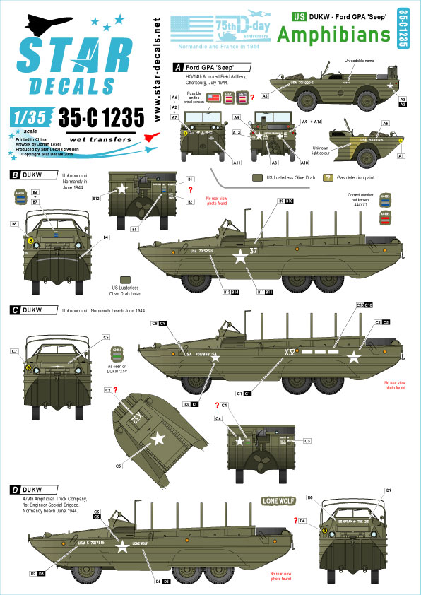 1/35 二战美国两栖运兵车"福特GPA, 鸭子"