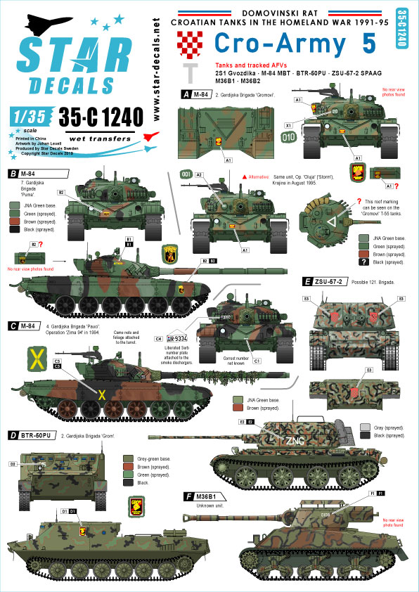 1/72 现代克罗地亚陆军坦克(5)"履带装甲车与坦克1991-92年" - 点击图像关闭