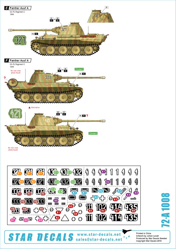 1/72 二战德国豹式中型坦克"武装党卫军第2帝国装甲师与第3骷髅装甲师"
