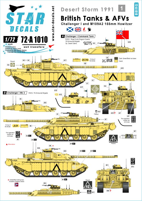 1/72 现代英国挑战者主战坦克与M109A2自行榴弹炮"沙漠风暴1991年"