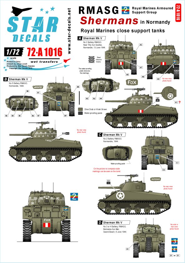 1/72 二战英国谢尔曼中型坦克"皇家海军陆战队装甲支援群"