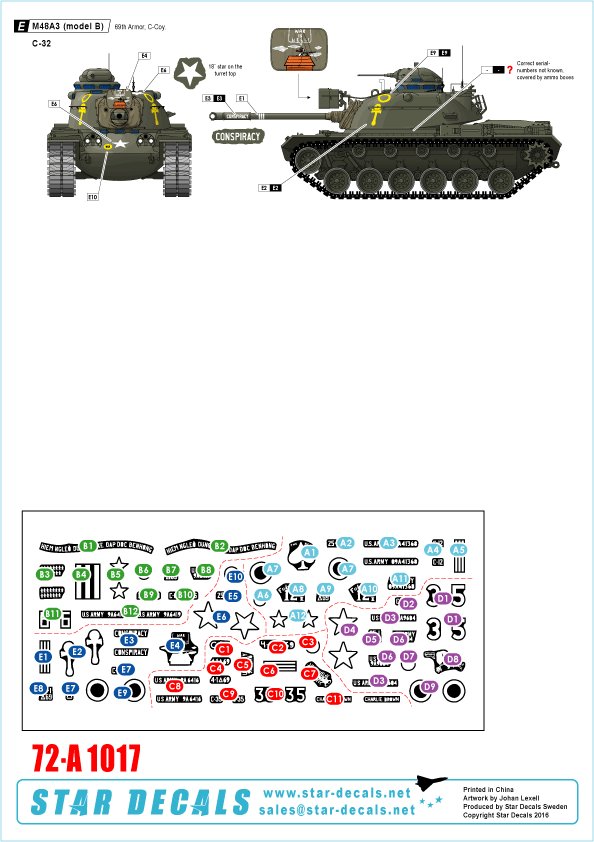 1/72 越战美国 M48A3 巴顿主战坦克"第69装甲团"