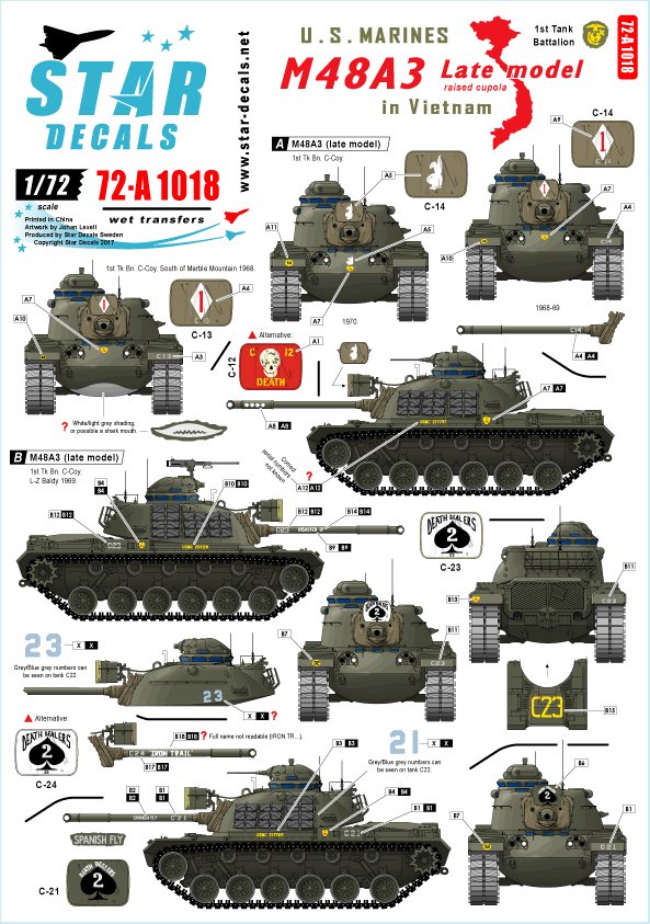 1/72 越战美国 M48A3 巴顿主战坦克后期型"第1坦克营" - 点击图像关闭