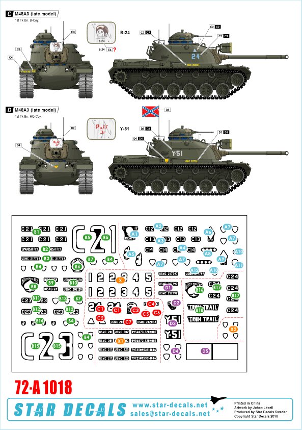 1/72 越战美国 M48A3 巴顿主战坦克后期型"第1坦克营" - 点击图像关闭