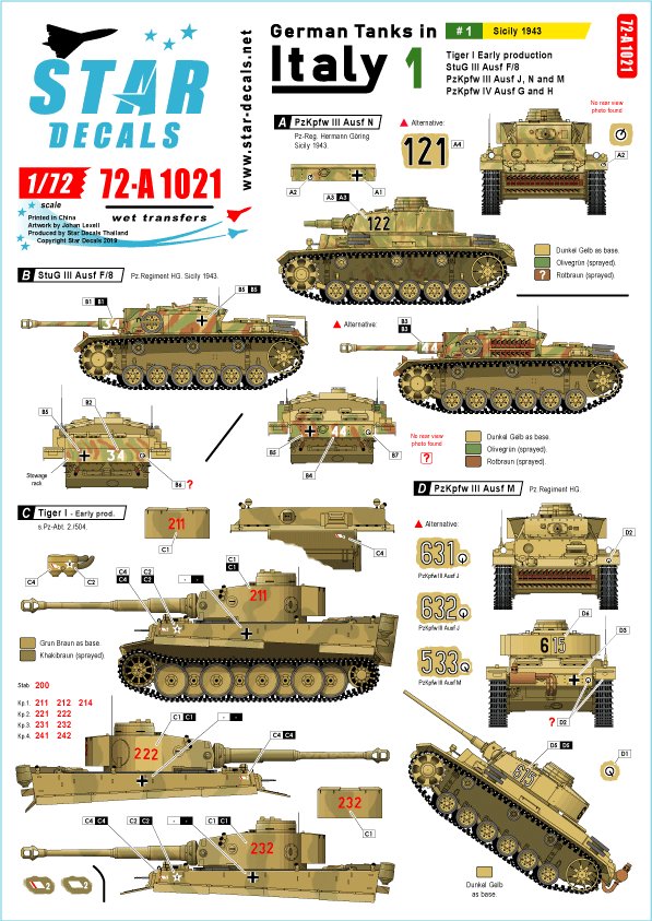 1/72 二战德国坦克与装甲车"西西里战役, 意大利战线1943年"(1)