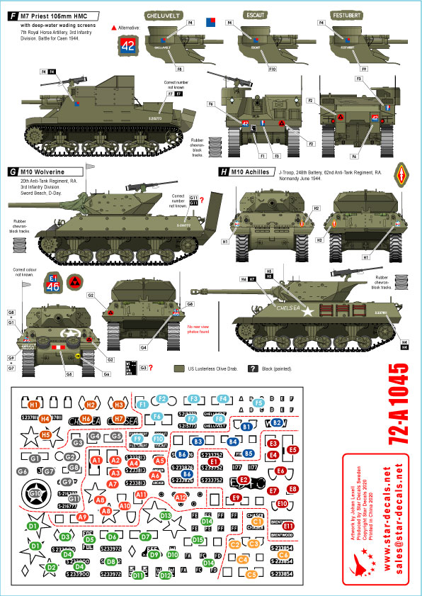 1/72 二战英国皇家炮兵(1)"教堂司事, 牧师, 狼獾, 阿基里斯"