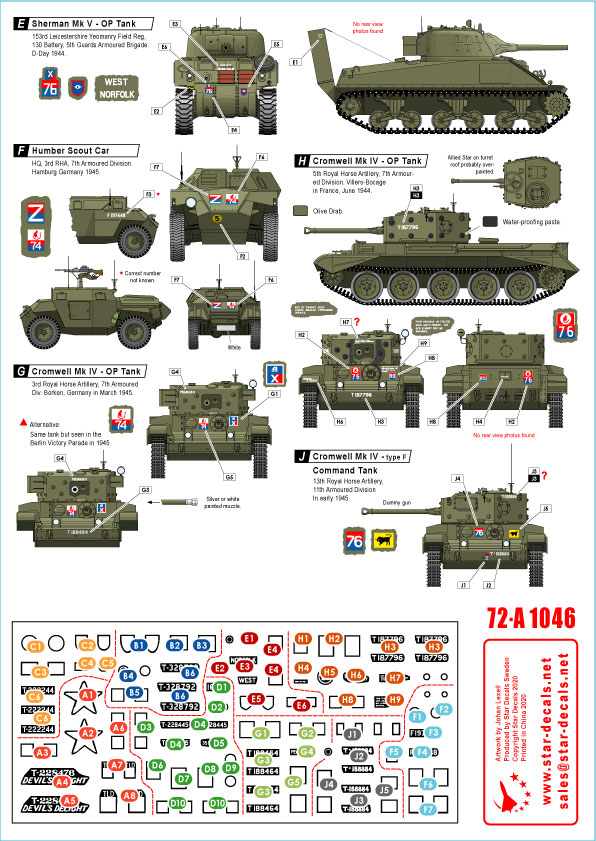 1/72 二战英国皇家炮兵(2)"谢尔曼, 克伦威尔, 亨伯"