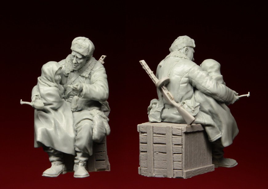1/35 二战俄罗斯士兵与孤儿