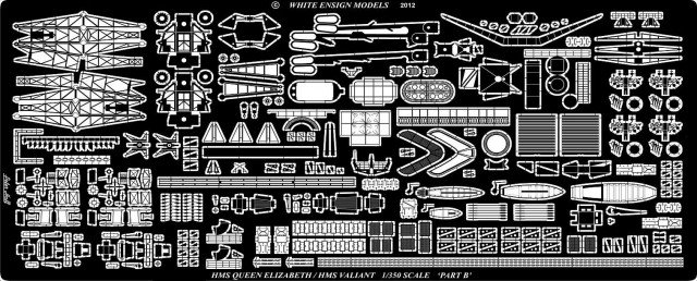 1/350 二战英国伊丽莎白女王号战列舰改造蚀刻片(配小号手)