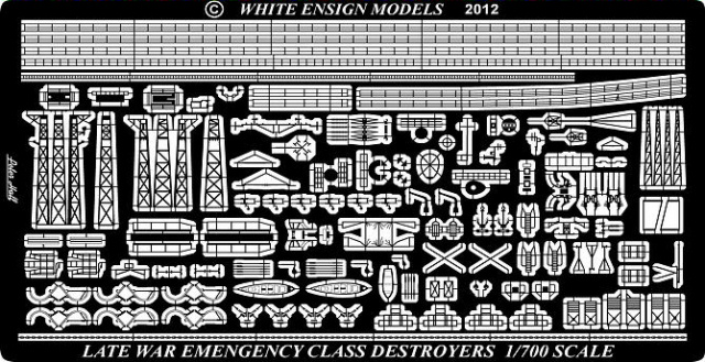 1/700 二战英国战争应急级驱逐舰改造蚀刻片