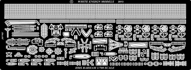 1/700 二战英国巴勒姆号战列舰改造蚀刻片(配小号手) 1/700 二战英国巴勒姆号战列舰改造蚀刻片(配小号手)